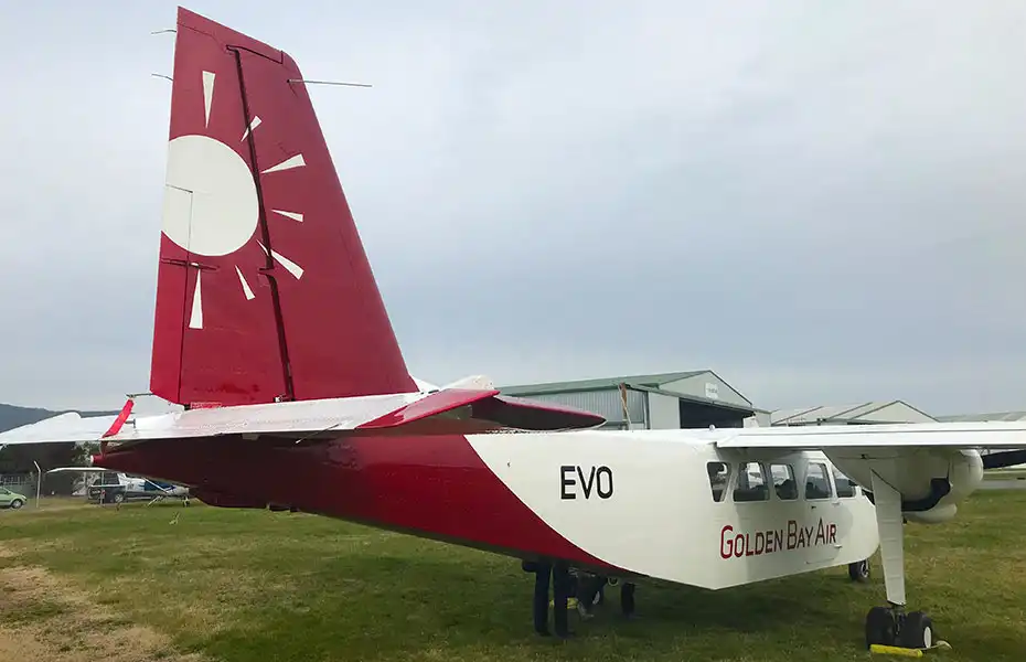 Golden Bay Air 10-seat BN2 Britten Norman Islander ZK-EVO