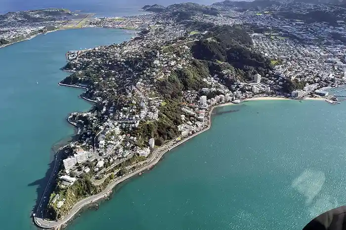 Views of Wellington City coming into land at Wellington Airport